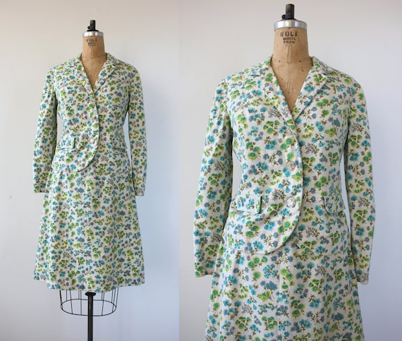 vintage 1950s Suit / 50s Floral Suit / 60s Dress … - image 1