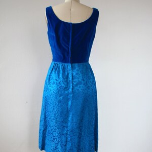 vintage 1960s dress / 60s party dress / 60s royal blue velvet dress / 60s sleeveless dress / 60s cocktail dress / 60s blue dress / xs s image 5