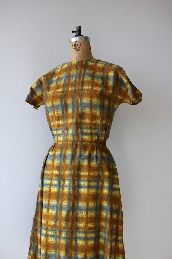 1950s vintage dress / 50s golden plaid dress / 50… - image 3