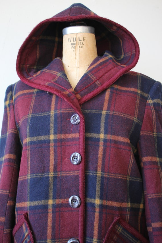 vintage 1980s coat / 80s plaid jacket / 80s winte… - image 4