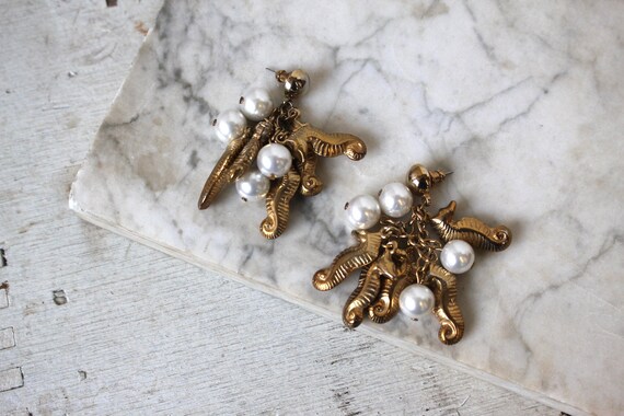 vintage 1990s earrings / 90s gold earrings / 90s … - image 1