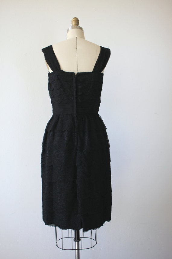 vintage 1950s black lace dress / 50s tiered lace … - image 4