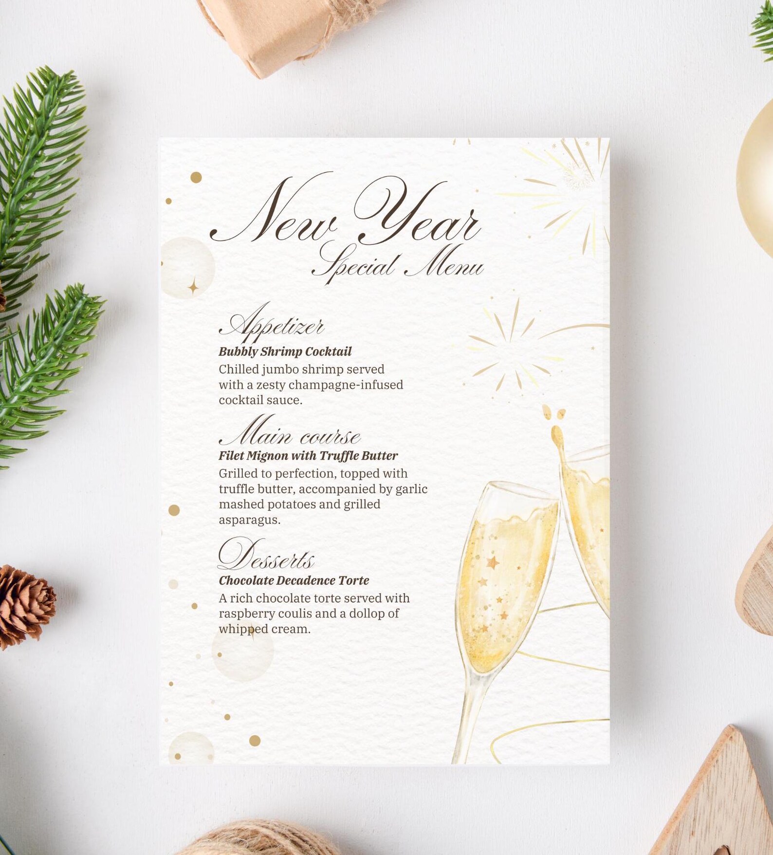 Printable New Year Menu Template, Editable New Year Menu Template ...