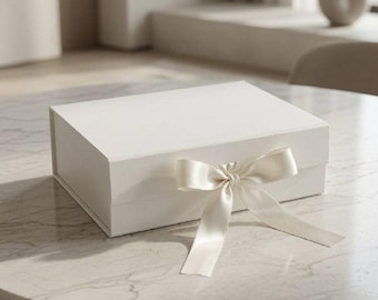Handmade Collapsible Gift Box with Ribbon Handle | Foldable Luxury Keepsake Box | Magnetic-Free Assembly | Multiple Colors & Sizes