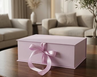 Handmade Keepsake Box with Satin Ribbon – Elegant Gift Storage 30 x 20 x 10 cm (approx. 11.8 x 7.9 x 3.9 inches)