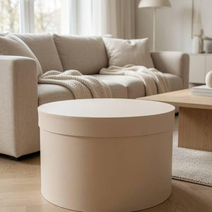 Grote ronde handgemaakte kartonnen opbergdoos met deksel – aanpasbare geschenkdoos, 40 cm diameter, 25 cm hoogte – verkrijgbaar in meerdere kleuren