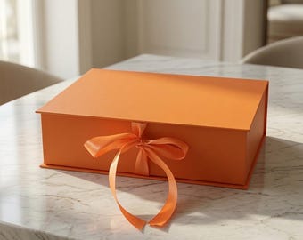 Handmade Keepsake Gift Box with Satin Ribbon Closure – 35 x 25 x 10 cm – Multiple Colors Available