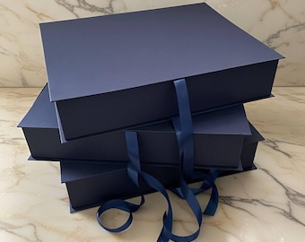 Handmade Keepsake Box with Satin Ribbon – Multiple Colors & Sizes