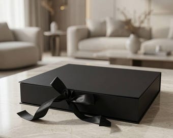 Handmade Luxury Keepsake Box with Lid | Premium Rigid Cardboard Gift Box | Memory Box | Personalized Gift Box | 35 x 35 x 5 cm