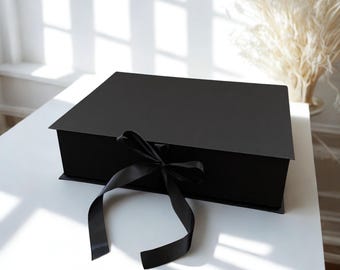 Handmade Gift Box with Satin Ribbon – 15.7”x11.8”x3.9” (40x30x10 cm) | Multiple Colors