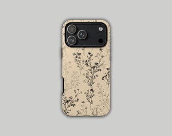 iPhone-hoesje met botanische bloemen, telefoonhoesje vintage bloem