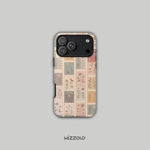 Floral Patchwork iPhone Case, Pastel Quilt Phone Case