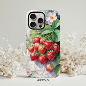 Strawberry Pink Tough Phone Case | Cute Berry Aesthetic Cover for iPhone & Samsung