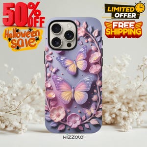 Fairycore Butterfly Phone Case: 3D Pink Floral Cover for iPhone & Samsung
