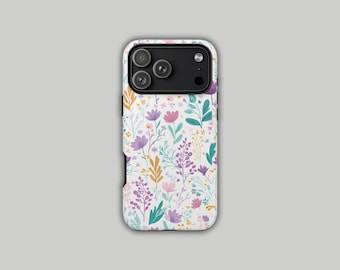Pink Wildflower iPhone Case, Preppy Floral Phone Case