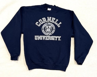 Retro Cornell University sweatshirt with school crest. Size small in navy.