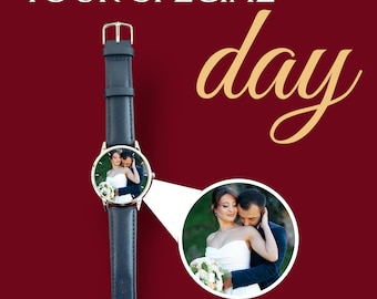 Personalized Couples Photo Watch, Romantic Gift for Anniversaries & Valentine’s Day