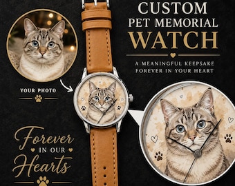 Reloj conmemorativo personalizado para mascotas / Reloj de recuerdo con foto personalizada de perro y gato / Regalo de condolencia por la pérdida de una mascota