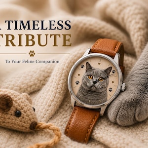 Custom Cat Lover Gift | Personalized Photo Watch | Pet Portrait image 9