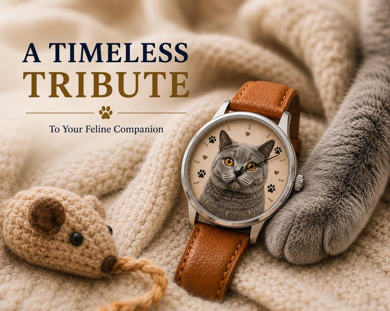 Custom Cat Lover Gift | Personalized Photo Watch | Pet Portrait image 9