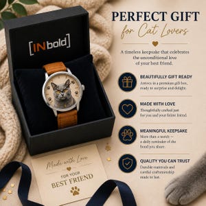 Custom Cat Lover Gift | Personalized Photo Watch | Pet Portrait image 5