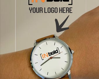 Custom Logo Watch, Personalized Business Gift, Employee Appreciation, Leather Band