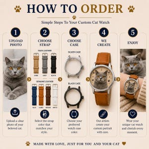 Custom Cat Lover Gift | Personalized Photo Watch | Pet Portrait image 8