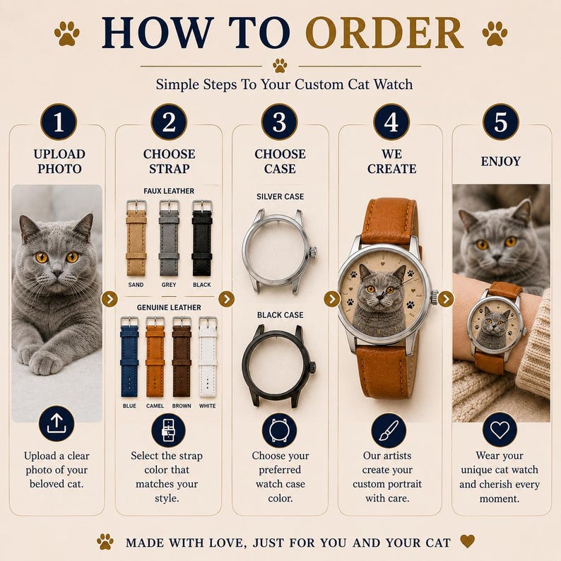 Custom Cat Lover Gift | Personalized Photo Watch | Pet Portrait image 8
