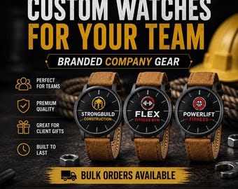 Custom Logo Watch for Teams, Branded Company Merchandise, Employee Gift, Bulk Orders
