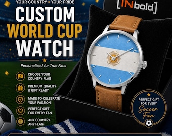 カスタムワールドカップウォッチ｜サッカーファンへのパーソナライズギフト｜国旗または代表チーム