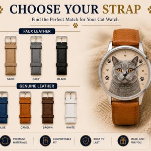 Custom Cat Lover Gift | Personalized Photo Watch | Pet Portrait image 2