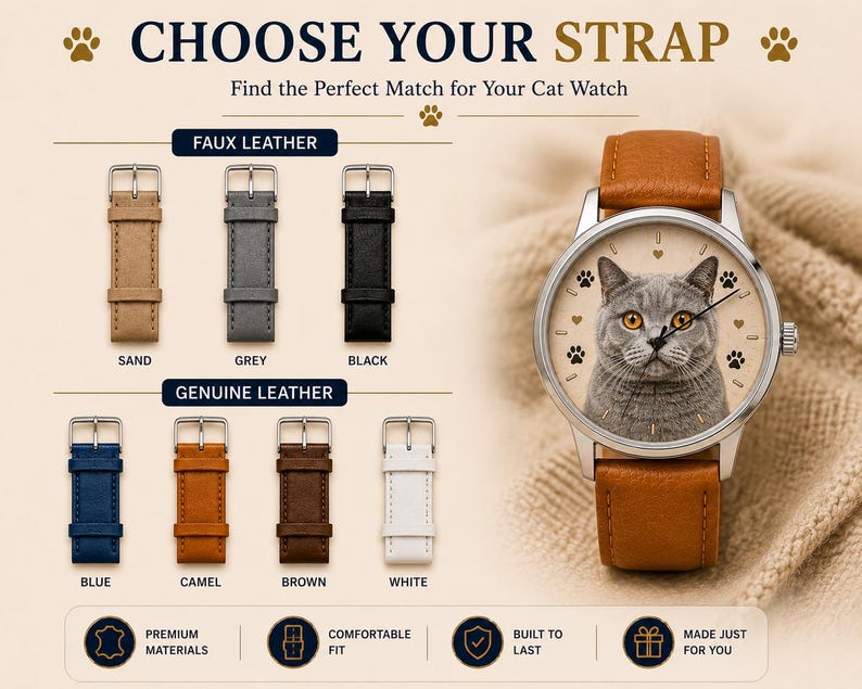 Custom Cat Lover Gift | Personalized Photo Watch | Pet Portrait image 2