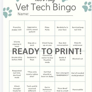 Schede Bingo Vet Tech copia digitale, 12 ct
