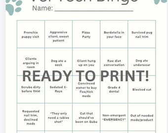 Copie numérique de cartes de bingo Vet Tech, 12 carats