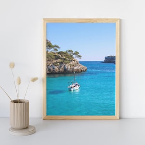 Mediterranean Mallorca Cove Print | Spanish Coast Photography | Blue Water Wall Art | Matte Poster | Mallorca Spain | Spain Travel Art