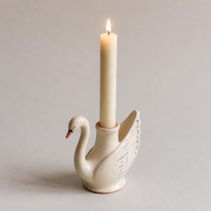 Ceramic Swan Taper Candle Holder, Handmade Bird Candlestick, Summer Home Decor, Table Centerpiece, Housewarming Gift