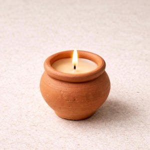 Soy Wax Candle, Handmade Ceramic Pot Candle, Tiny Terracotta Style Candle, Rustic Home Decor, Small Gift