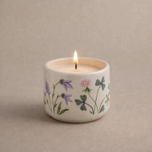 Vela Cera Soja, Taza Vela Cerámica, Vela Floral Hecha a Mano, Taza Café Reutilizable, Decoración Hogar, Regalo