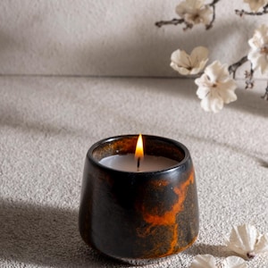 Handmade Soy Candle in Reusable Ceramic Cup: Aromatherapy Gift