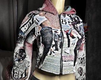 Custom Tapestry Cropped Hoodie | Personalized Photo Collage