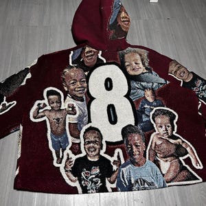 Custom Tapestry Cropped Hoodie | Personalized Photo Collage image 4