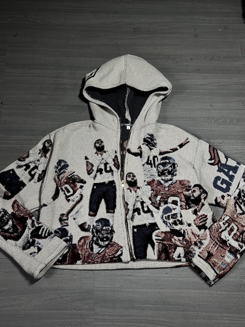 Custom Tapestry Cropped Hoodie | Personalized Photo Collage image 9