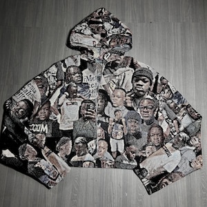Custom Tapestry Cropped Hoodie | Personalized Photo Collage image 3
