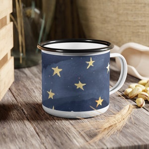Travel Camp Cup Art Design Camp Cup for Traveler Gift Enamel Cup for Her Gift for Him Travel Lover Cup Sky Print Traveler Gift for Traveling