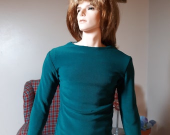 Fits an FID Size Man Doll- Emerald Green Knit Long Sleeve Tee and Matching Socks