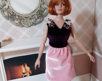 Plum and Pink Velvet plus a Bit of Beading, Cocktail Dress for RTB 101 size