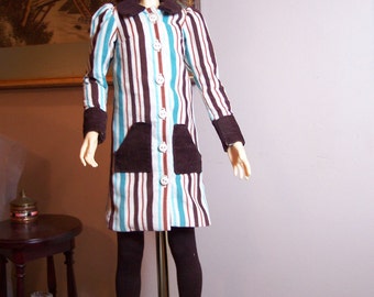 Clearance!  Pretty Striped Corduroy Winter Dress fits Most 60 cm BJD SD16 Girls