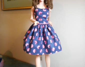 FID Girl - Pretty Summer Dress of Blue and Pink Polished Cotton