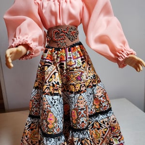 Cissy - Cantaloupe, Rust and Black Boho Look with Two Tops and Many Accessories