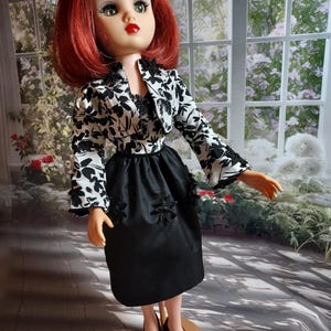 Cissy does Cocktails in Black and Ivory Silk - Strapless Dress and Bolero Jacket